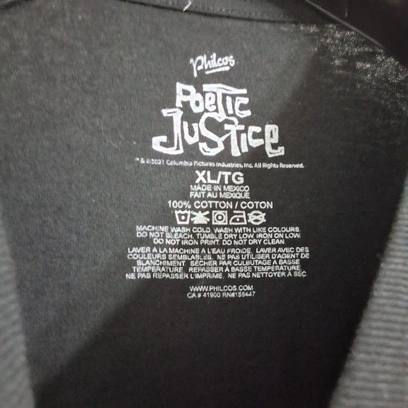 Tupac Poetic Justice Men's Black Short Sleeve Graphic T-Shirt , Size XLarge, NEW - Picture 3 of 3